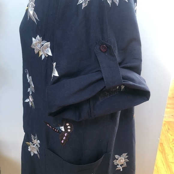 𝅺FRENCH connection blue embroidered floral dress bathing suit cover size 8‎ - Picture 7 of 15